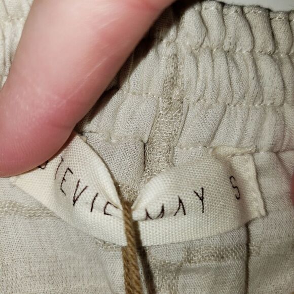 Stevie May Boho Willowtop Sand Gingham Linen Top - Picture 4 of 9